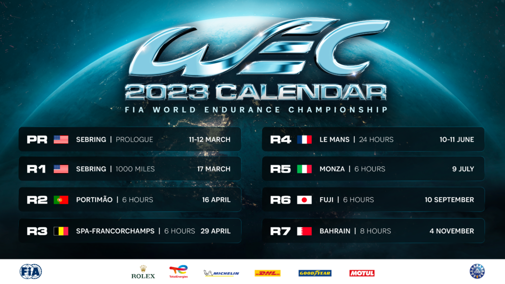 Calendario Campeonato Mundial de Resistencia (FIA WEC) 2023 SportsCar